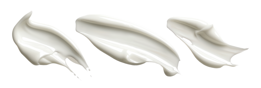 Cosmetic 3d white cream smears set isolated on transparent background, clipart, cutout, png.