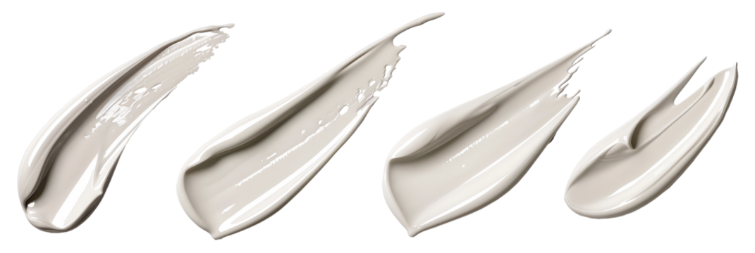 Cosmetic 3d white cream smears set isolated on transparent background, clipart, cutout, png.