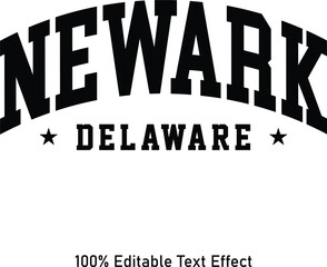 Newark text effect vector. Editable college t-shirt design printable text effect vector