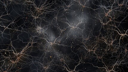 Detailed illustration of a neuron network, highlighting the complex connections at the microscopic level no dust - obrazy, fototapety, plakaty