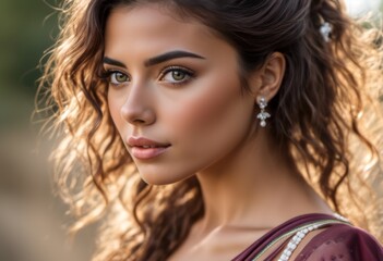 A Portrait Of Breathtakingly Gorgeous, Exotic, Beautiful Woman.

