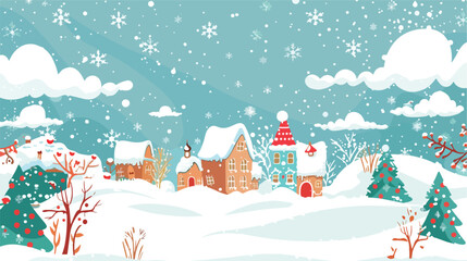Winter Holiday snow vector background flat cartoon