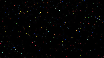 Abstract colorful particle stars pattern black background texture glowing dots effect