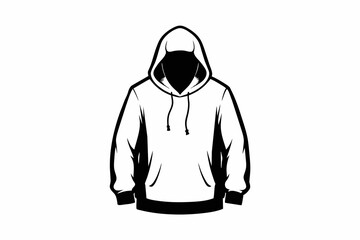 loose hoodie whihe, silhouette black vector illustration