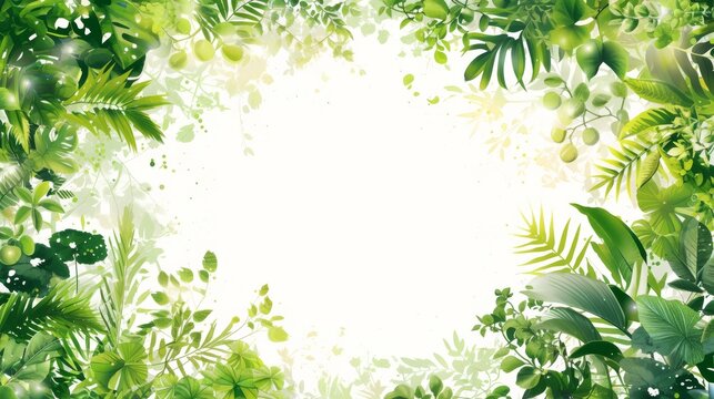  Green leafy background with white space for text/image