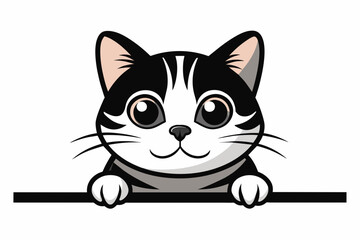 an illustration showing a black and white tabby ca