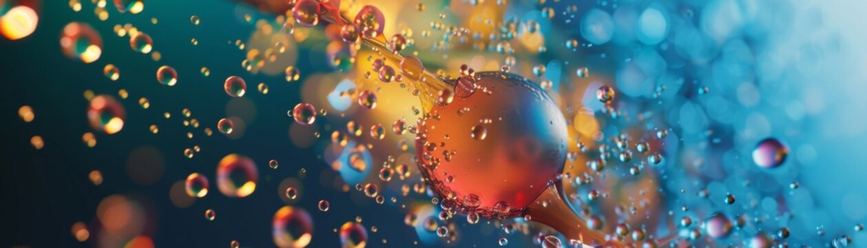 Artistic interpretation of a redox reaction, illustrating the electron transfer with a dynamic color change low noise