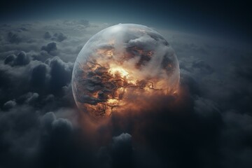 Sprawling Smoke clouds planet. Space cloud dark. Generate Ai