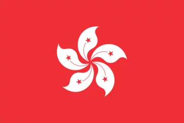 Fotobehang Flag of Hong Kong. The red flag of Hong Kong with a stylized five-petalled bauhinia in the center. Symbol of the Hong Kong Special Administrative Region. © Sergey