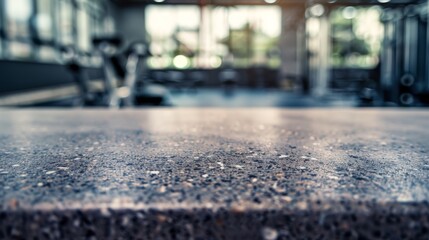 Obraz premium Stone table top with copy space. Gym background