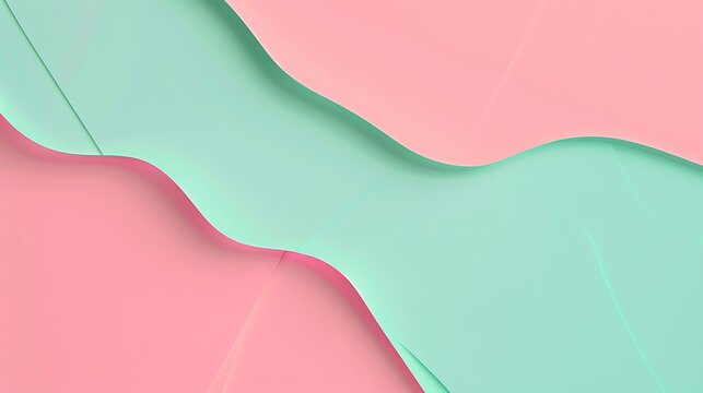Pink and mint green paper surface inclining devided clear background