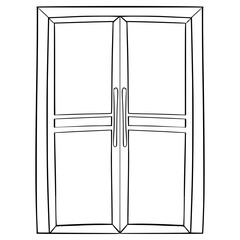 wooden double door illustration hand drawn outline vector