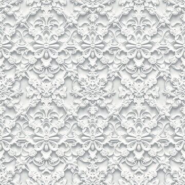 3D white lace pattern, fabric pattern, seamless, textile, background, fashionable luxury abstract graphic designer modern creativity natural spring design collection wallpapers national charming party