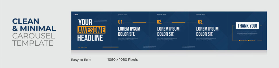 Microblog carousel template for social media post, Clean modern and gradient design, eps vector illustration  © CreativeX