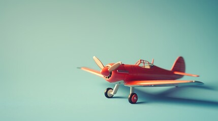 Toy vintage aircraft with empty place for text - obrazy, fototapety, plakaty