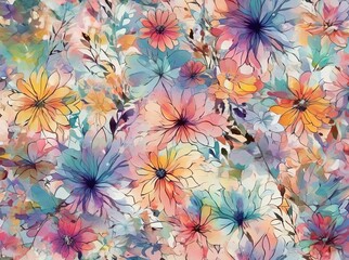 Floral background. Watercolor illustration by Generative AI.