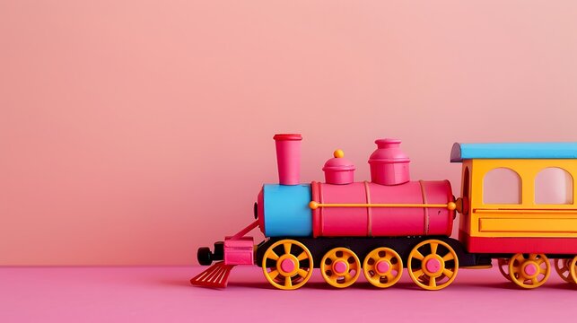 Toy train on pink background