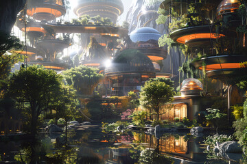 Cities of the Future; smart high-tech cities, to forest cities we will be taking a closer look at what urban life is going to be like in the future. - obrazy, fototapety, plakaty