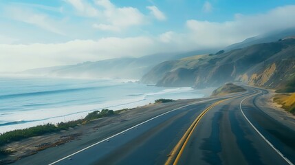 Pacific coastline view from highway