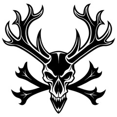 antler and  bones logo design isolated white backg 