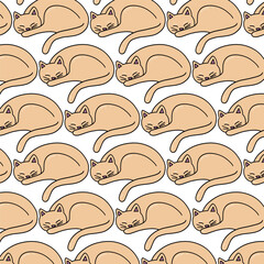 Seamless pattern lazy cat, vector illustration