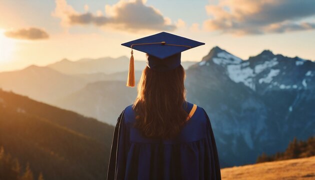 graduate student in cape and mortarboard