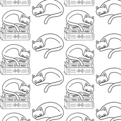 Seamless pattern lazy cat, vector illustration