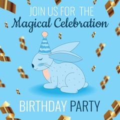 Cute bunny birthday invitation