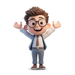 Cute 3D happy young man character
