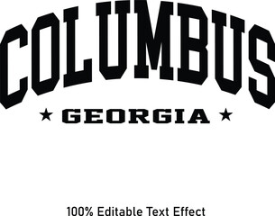 Columbus text effect vector. Editable college t-shirt design printable text effect vector