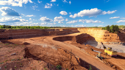 Crushed stone quarry on a sunny spring day. - 772424761