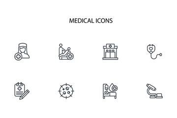 Medical icon set.vector.Editable stroke.linear style sign for use web design,logo.Symbol illustration.