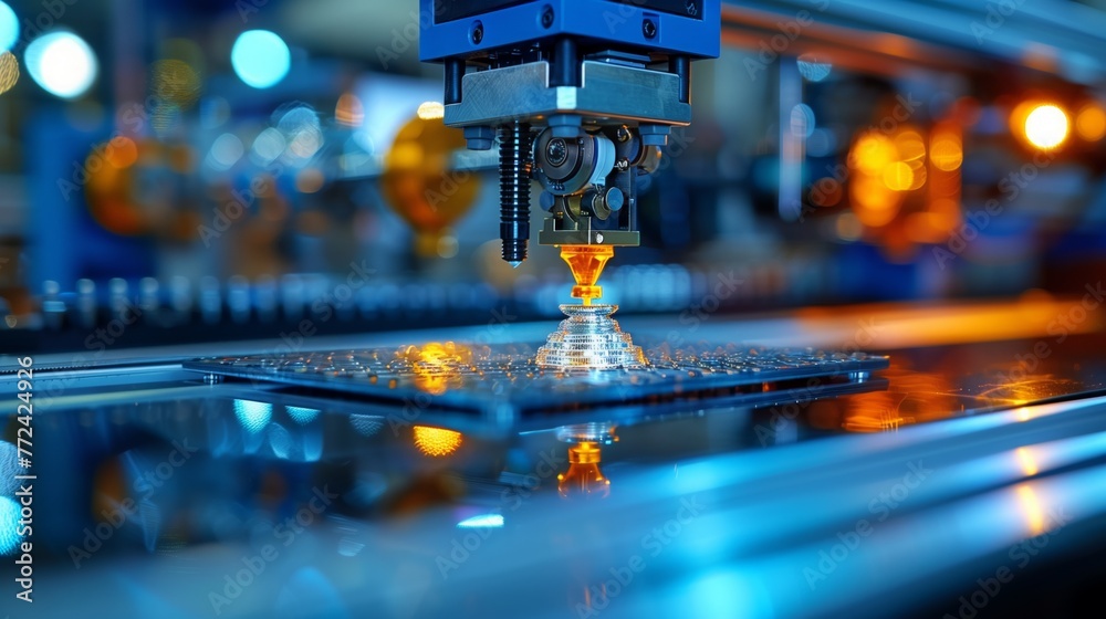 Leinwandbilder Precision Automated Soldering Process in Electronics Factory
