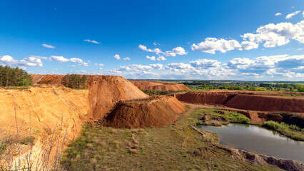 Crushed stone quarry on a sunny spring day. - 772424931