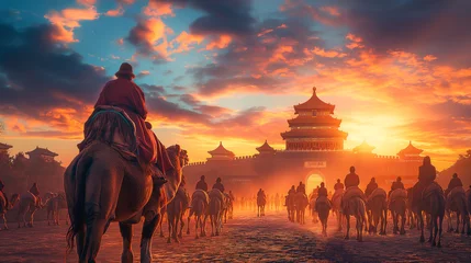 Foto op Plexiglas 16:9 photo Marco Polo traveled Asia on camel and horse. He was trusted by Kublai Khan, King of China, and he traded with Baghdad. © jkjeffrey