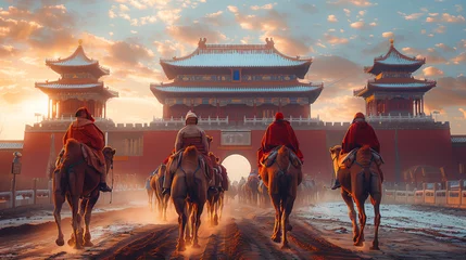 Foto op Plexiglas 16:9 photo Marco Polo traveled Asia on camel and horse. He was trusted by Kublai Khan, King of China, and he traded with Baghdad. © jkjeffrey