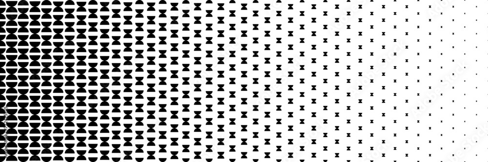 Poster horizontal halftone of black  two semicircles design for pattern and bakcground.