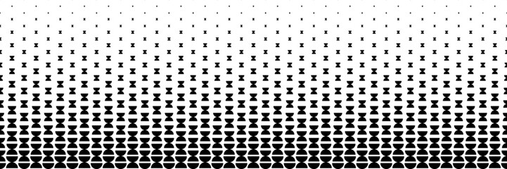 horizontal halftone of black  two semicircles design for pattern and bakcground.