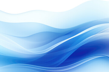 Fototapeta premium A blue wave with a white background. The blue color of the wave is very vivid and the white background makes it stand out. Concept of calmness and serenity