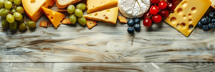 many different types of cheese on a textured background - obrazy, fototapety, plakaty
