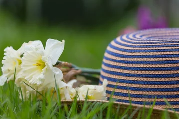 Deurstickers Hat and flowers © Galyna Andrushko