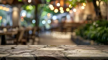  Stone table top with copy space. Restaurant background © Jane Kelly