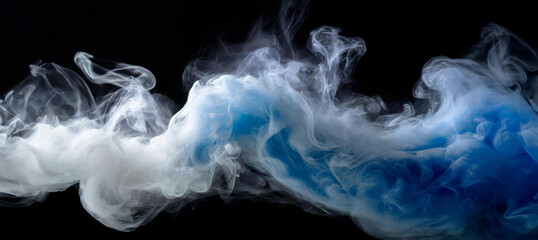 Niebieski i biały dym. Abstrakcja - obrazy, fototapety, plakaty