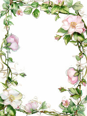 Fototapeta premium Floral Background on white with copy space