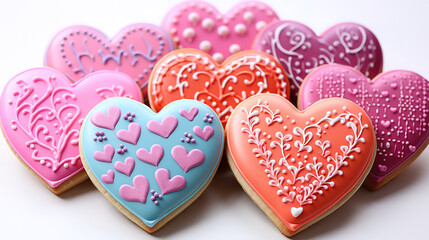 Valentines day heart shaped cookies, Bright color