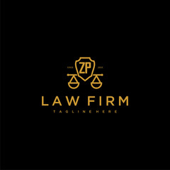 ZP initial monogram for lawfirm logo with scales shield image