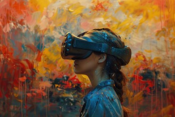 A virtual reality headset that transports you into paintings, where you can walk within the brushstrokes , no contrast