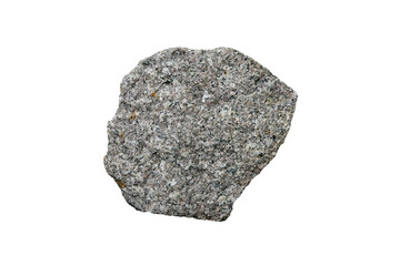 Sample of granite rock stone isolated on white background. A coarse-grained, light-colored, plutonic, or intrusive igneous rock