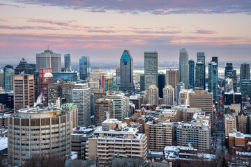 Panorama of the Montreal city skyline in sunset light, Canada - 772433951