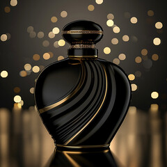 3d luxury and premium black and gold perfume bottle photo, generative ai
